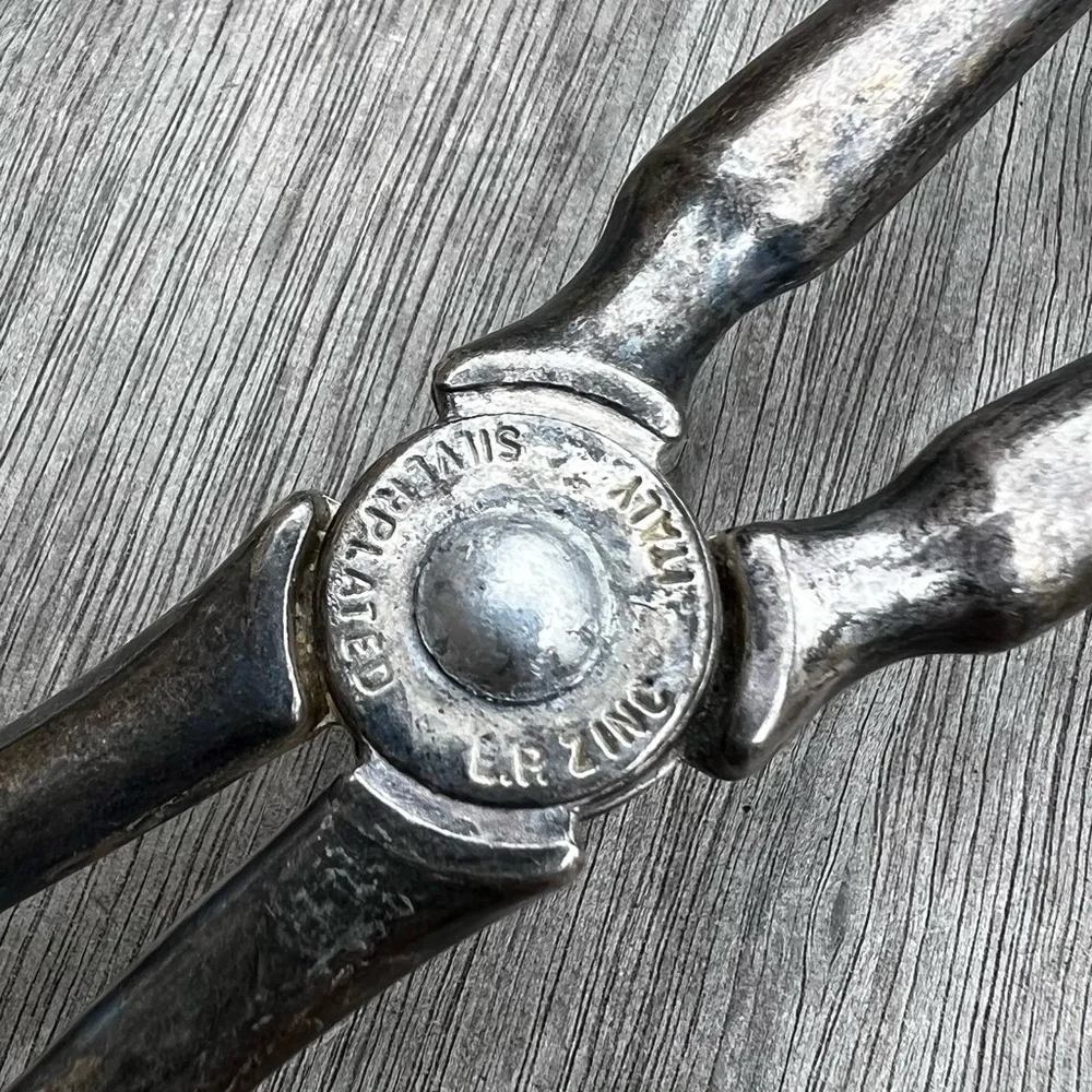 Vintage Serving Scissor Tongs Silver-Plate EP Zinc Italy Salad Fruit Server 10
